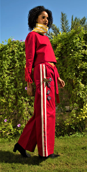 red redo ankle gazer pants 