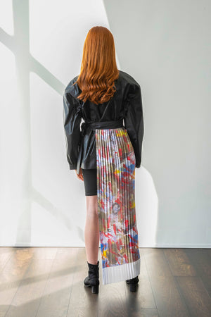 pleated silk skirt