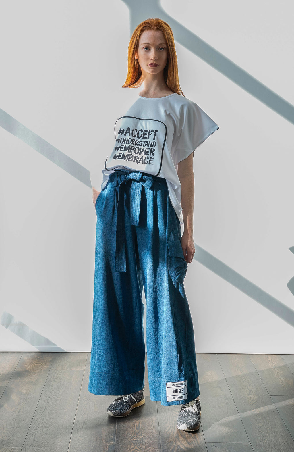 Denim ankle-gazer pants