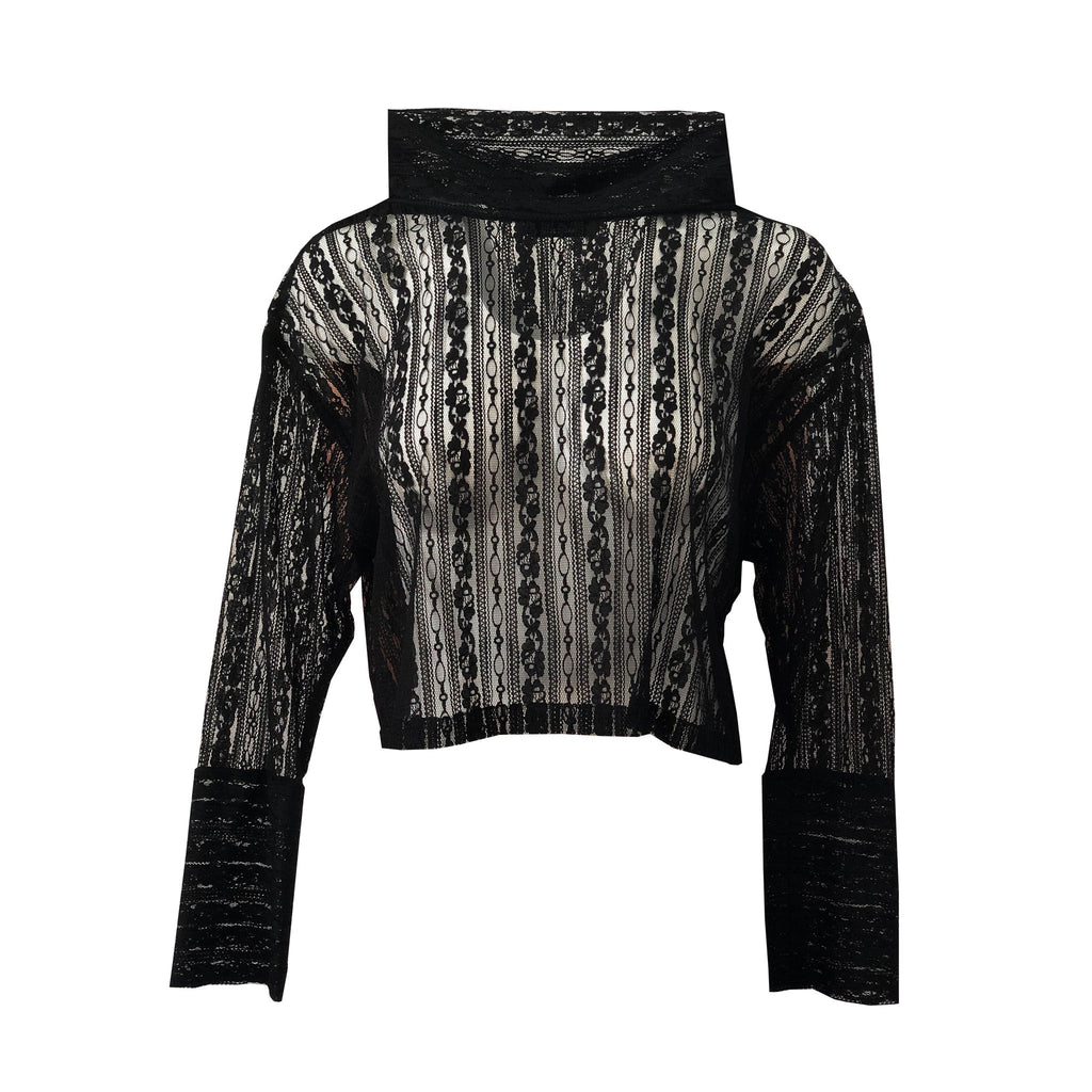 Funnel-neck tulle top