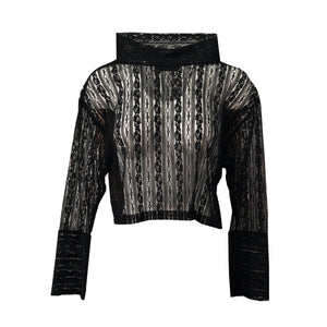 Funnel-neck tulle top