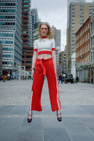 red redo ankle gazer pants 